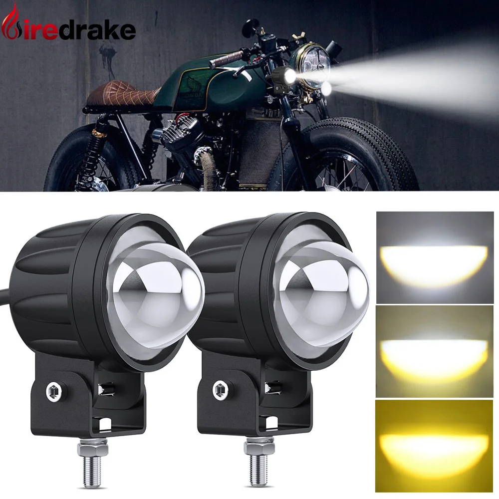 

Motorcycle LED Spotlights 180W High Power Dual-Color Spotlights Lens Auxiliary Fog Lights 8000K 12000LM Auto Universal Headlight