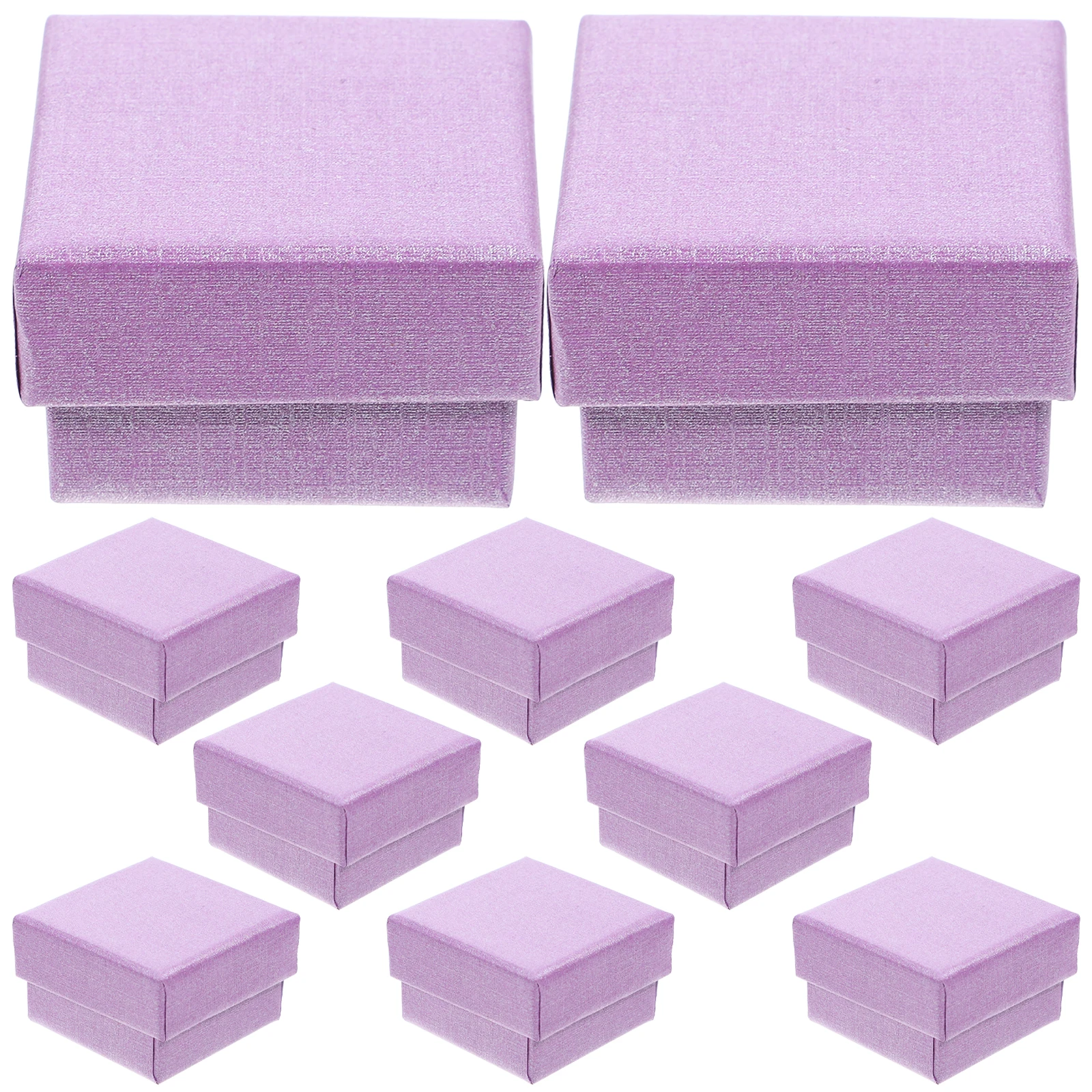 

10pcs Jewelry Packaging Boxes Purple Pearl Shiny Small Earring Gift Boxes 5x8x3cm Sponge Necklaces Rings Bulk Storage Display