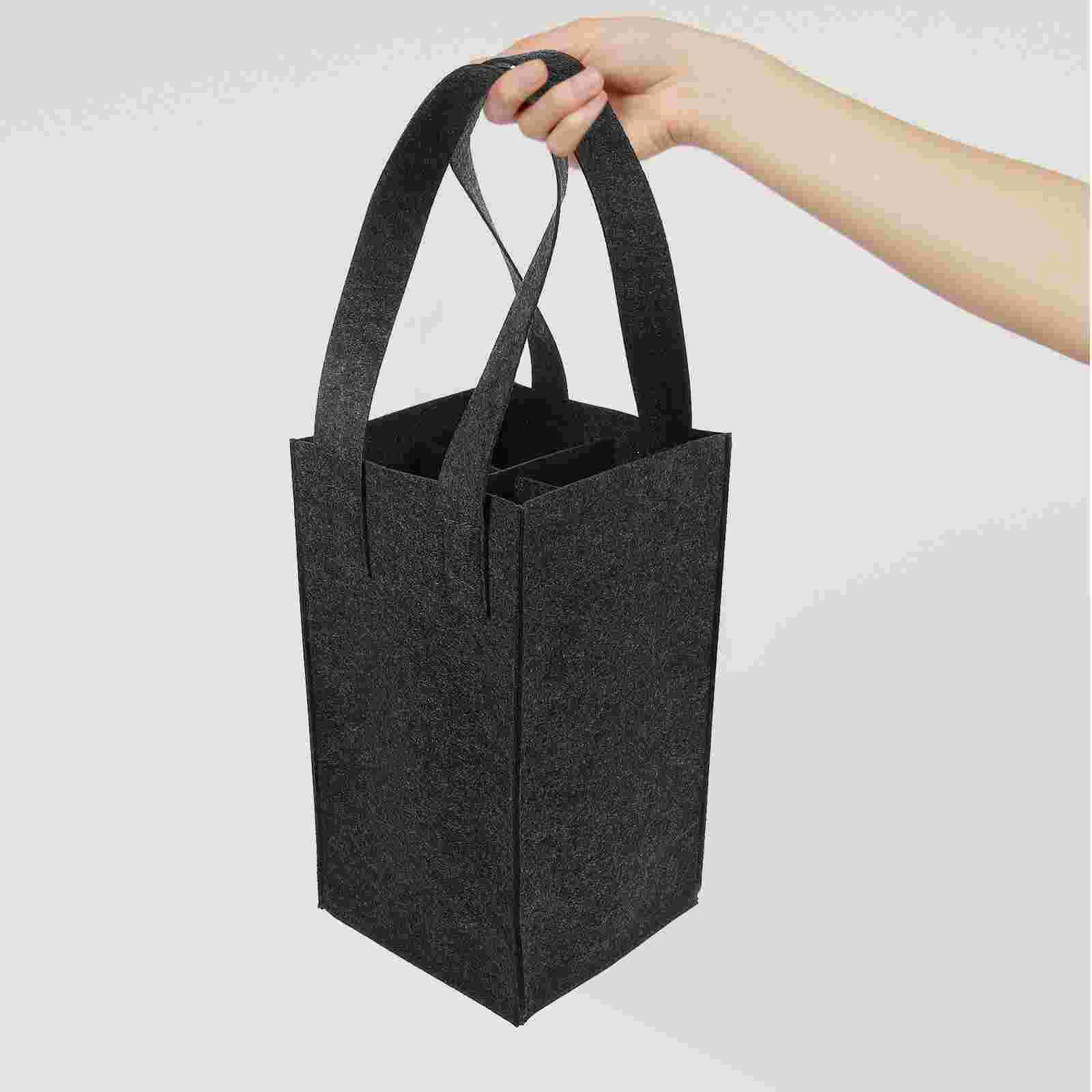 Tote Bag with Cover Stopper Bottle Cooler Red Carrier Divider Reusable Bags Felt Storage Protective