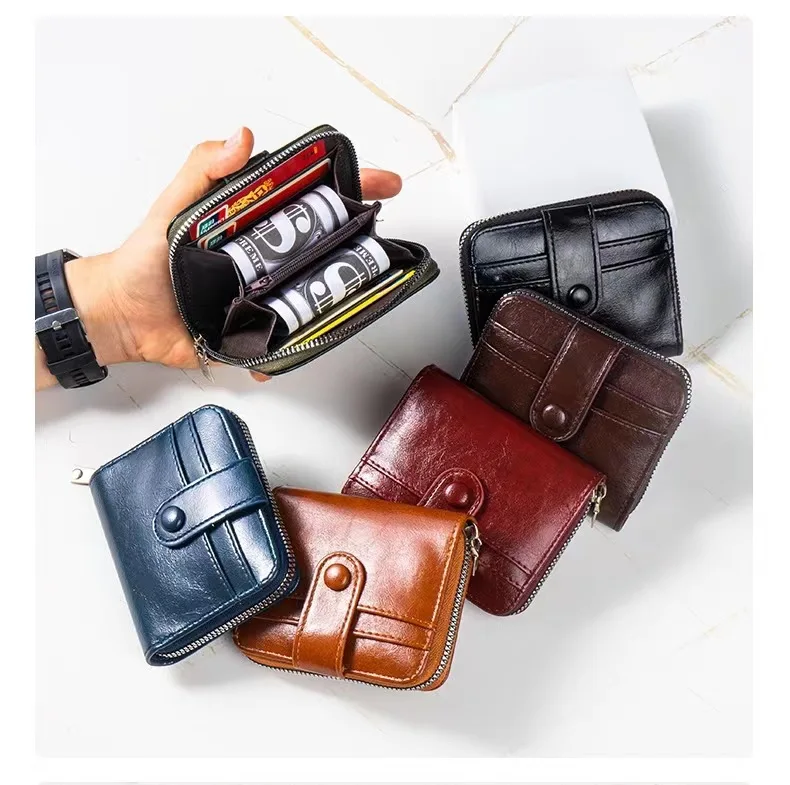 Convenient To Carry Multi Card Wallet, Unisex Zipper Opening, PU Leather Coin Purse Card Slot Small Bag