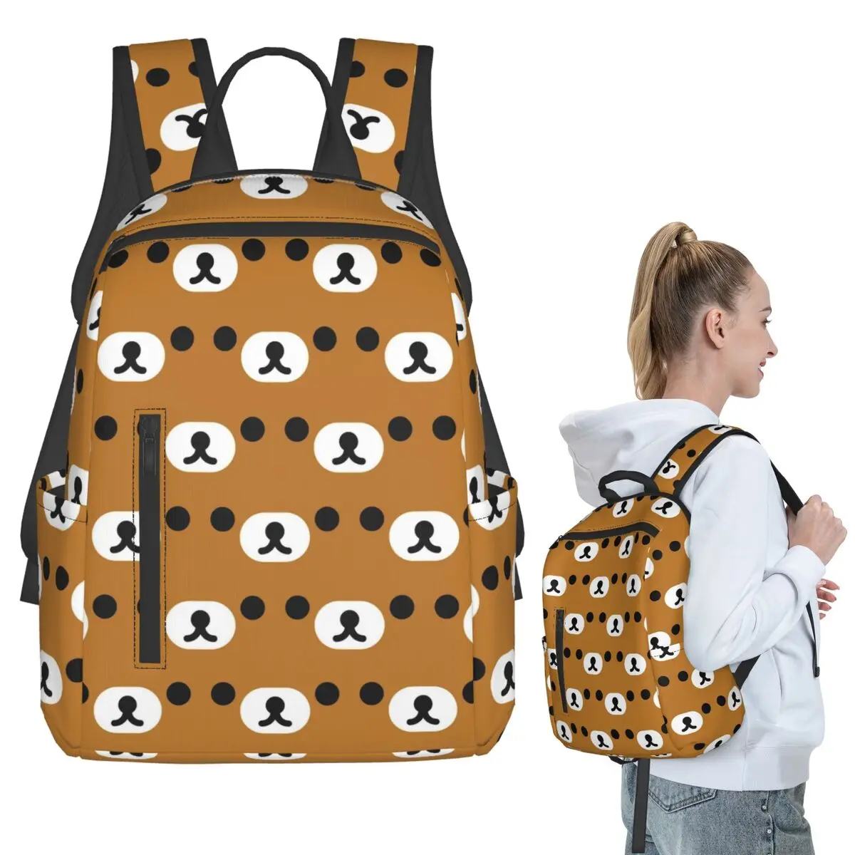 

Rilakkuma Relax Bear Big Face Backpack Student BookBag Children School Bag Laptop Shoulder Bags Men Women