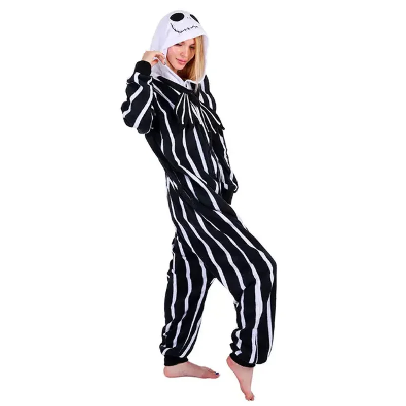 ☆☆A 2025 The Nightmare Before Christmas Jack Skellington Pajamas Winter Lovers Kigurumi Jumpsuits Adult Cartoon Cos New s5g7epp❤