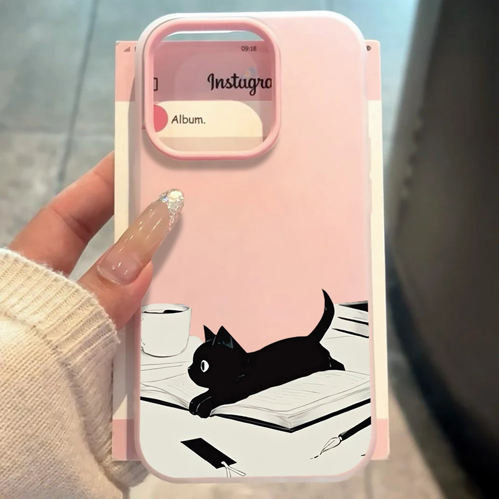 INS Cute Kitty Read Book Phone Case For Redmi 12 13C 14C 15C 5G 13 14 For Xiaomi Redmi Note 14 13 12 11 10 Pro 4G Silicone Funda view 3