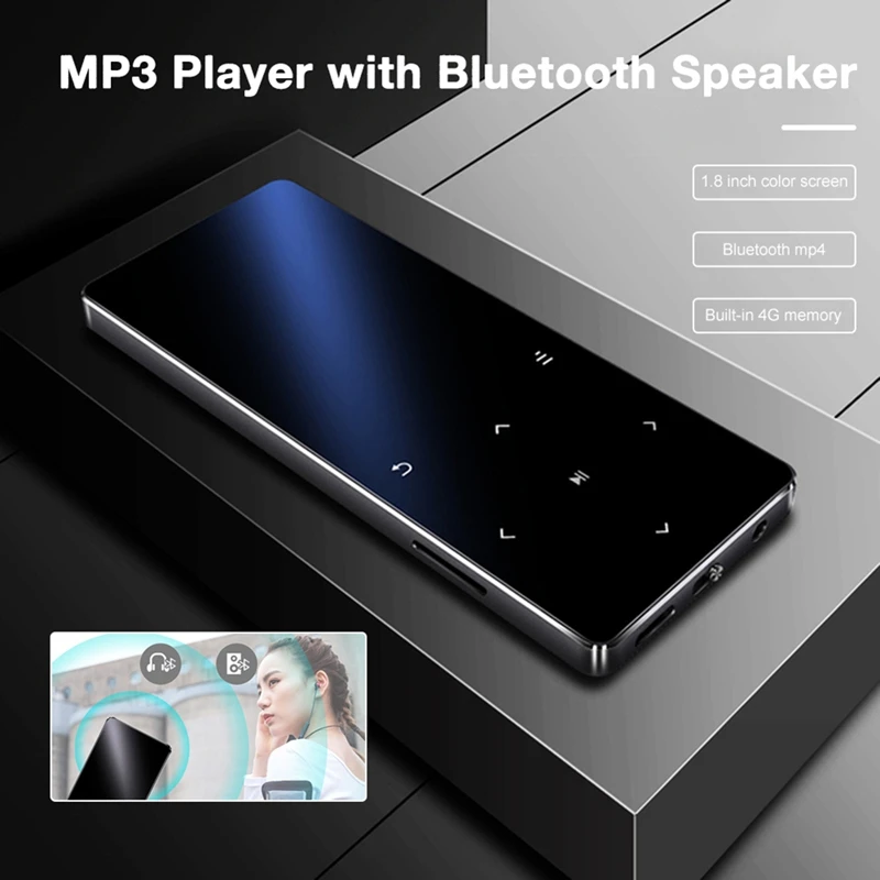 New-MP3 Bluetooth Music Player With Touch Key Hifi Video Recorder/Browser/E-Book Sport For Walkman Built-In Speaker