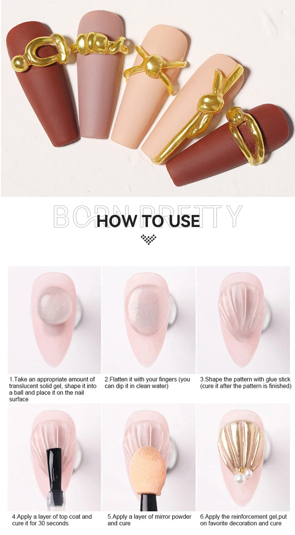 BORN PRETTY 5ml Weißes 5D Modelliergel Klar Perlweiß Nicht-Klebend Anti-Absacken Hohe Plastizität Für Nagelmodellierung Schnitzerei DIY – Detail 6