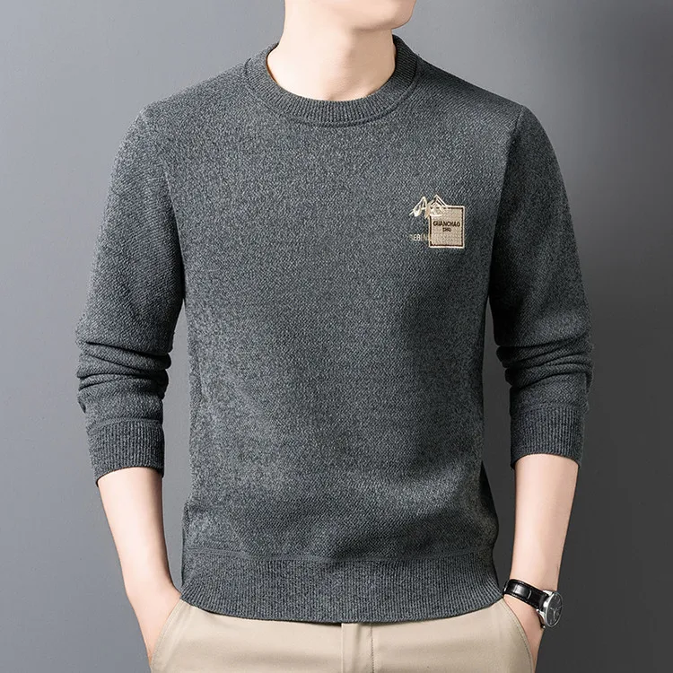 

Middle-aged Winter Overhead Knitted Sweater Long Sve Polyester Fiber Ciwalk Stripe Design Non-deformable f High Collar