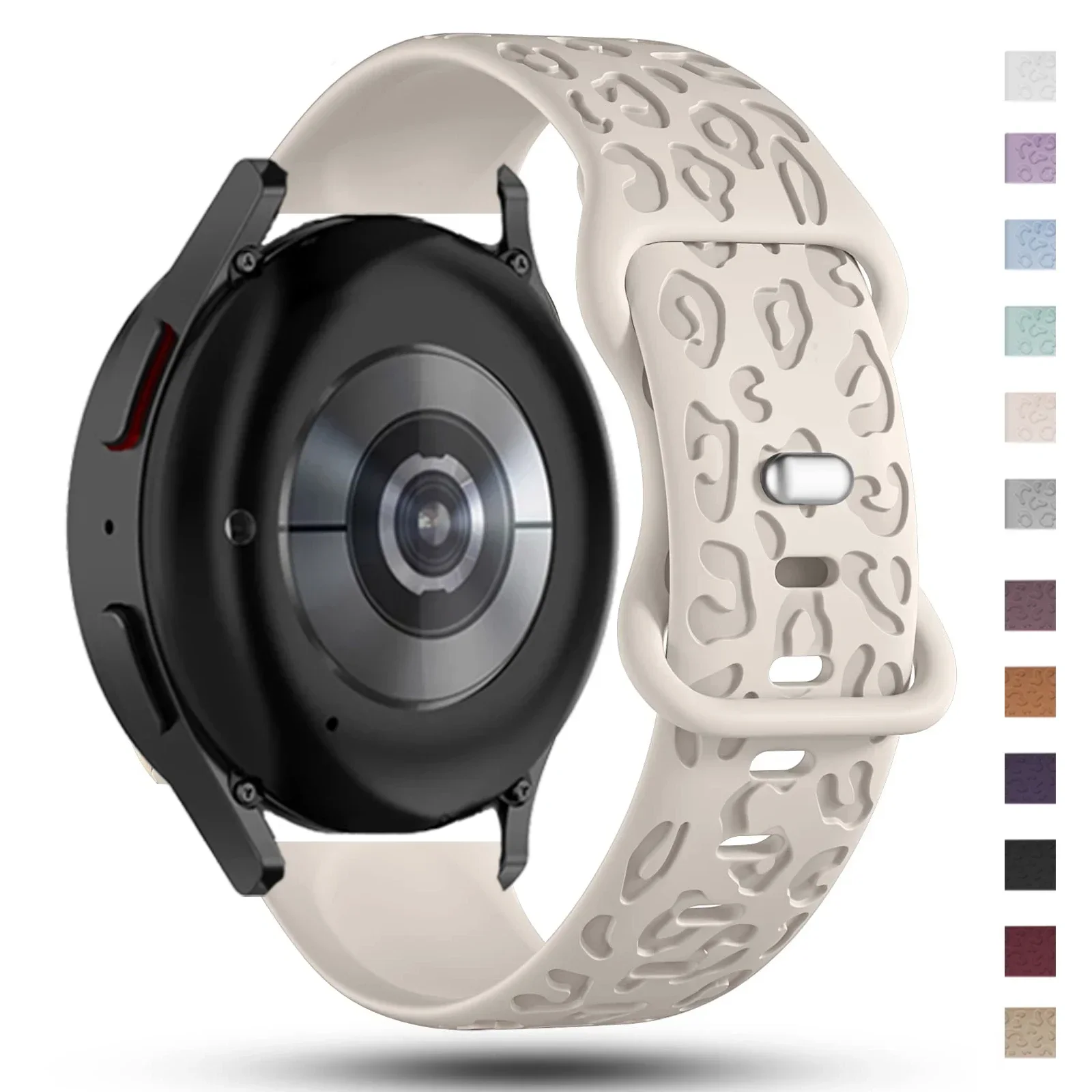 Engraved Strap For Samsung Galaxy Watch 6/4/classic/5/pro/3/Active 2 Leopard silicone Bracelet Huawei gt 2 2e 20mm watch band image 2
