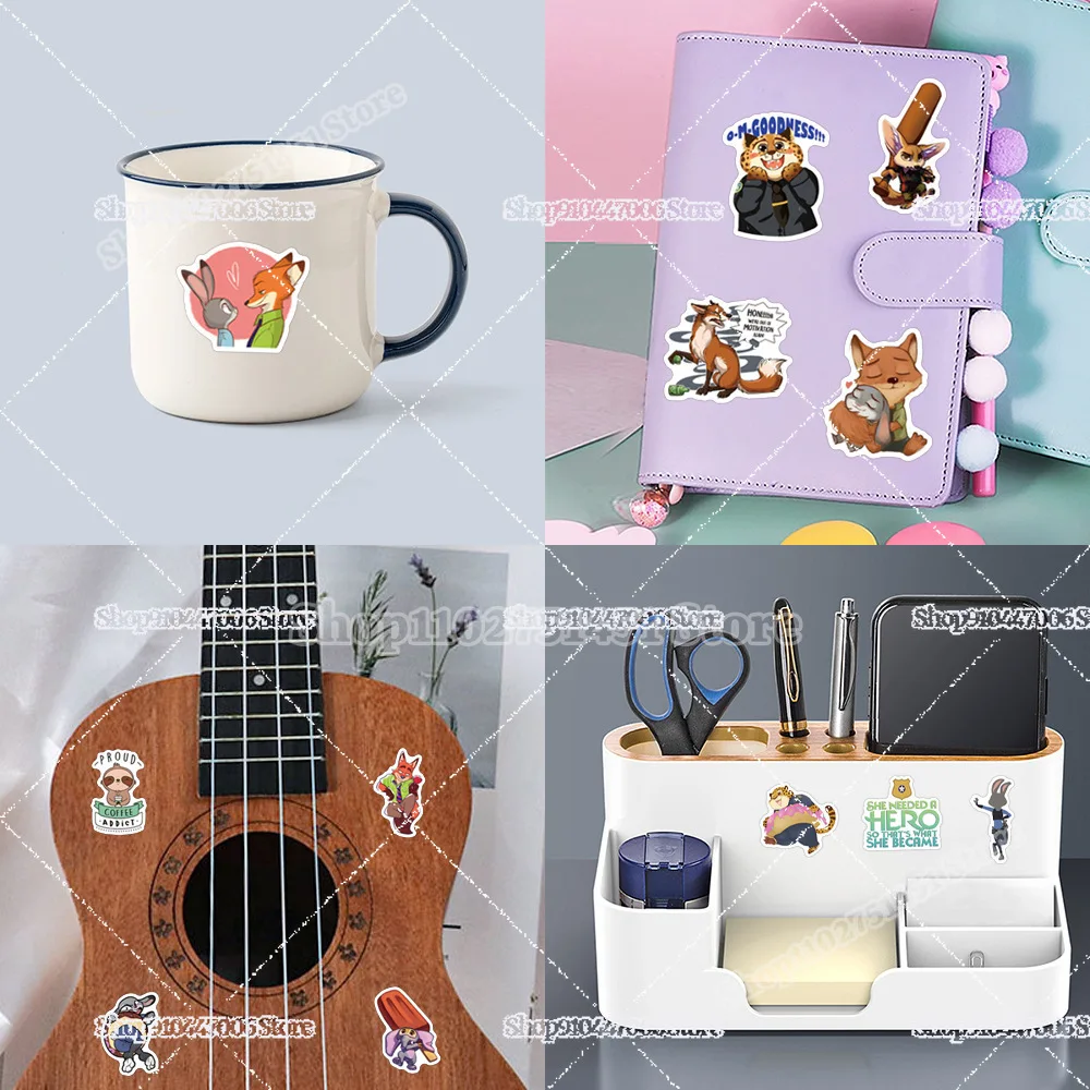 60 قطعة ملصقات كرتونية Zootopia صعود غير الماماليين ملصقات لطيفة أنيمي جودي نيك ألعاب ثابتة للأطفال مستلزمات مدرسية أكواب ديكور #5