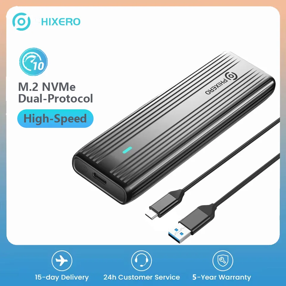 PHIXERO M2 NVMe SATA SSD 10Gbps PCIe M.2 SSD แบบพกพา USB C 3.2Gen2 สําหรับ NVMe NGFF SSD กล่องสําหรับ PC แล็ปท็อป