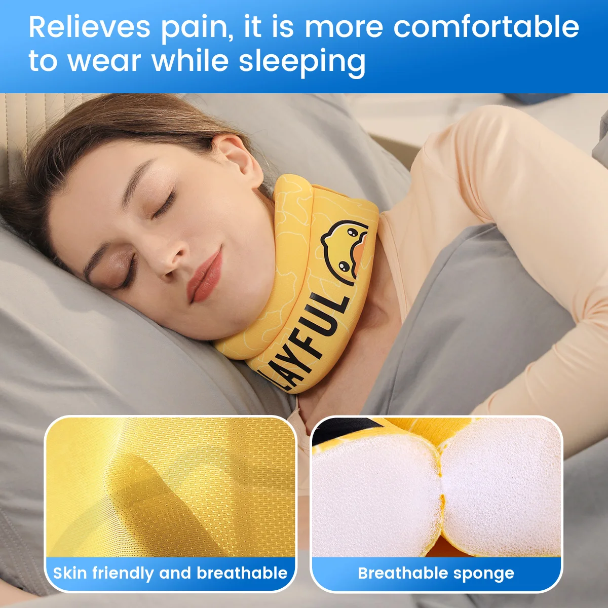 VELPEAU Neck Support Brace Foam for Neck Stiffness and Pain Adjustable Cervical Collar Pillow for Snooze, Anti Snoring