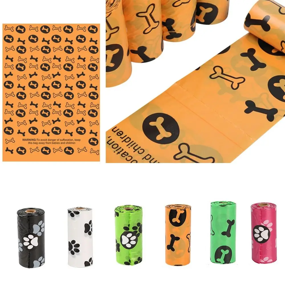 15pcs/roll Degradable Dog Poop Bags Disposable Biodegradable Pet Cat Garbage Bags Small Put Pet Feces Pet Pooper Bags Puppy