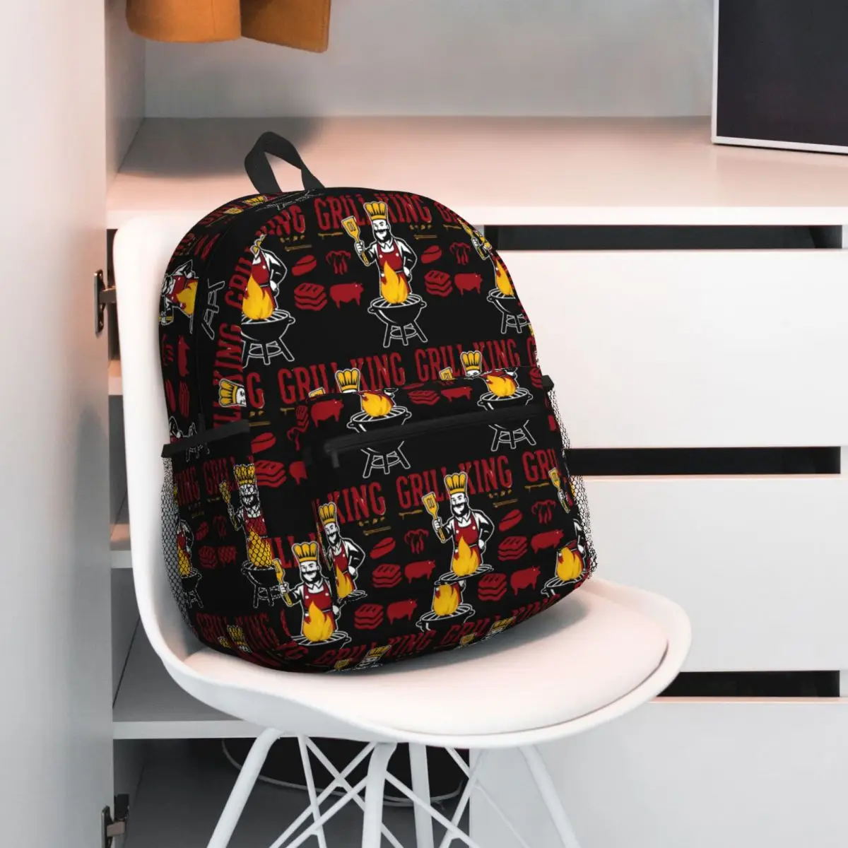King Of The Grill Lord Of The Flames Backpack Student BookBag Children School Bag Laptop Shoulder Bags for Boys Girls