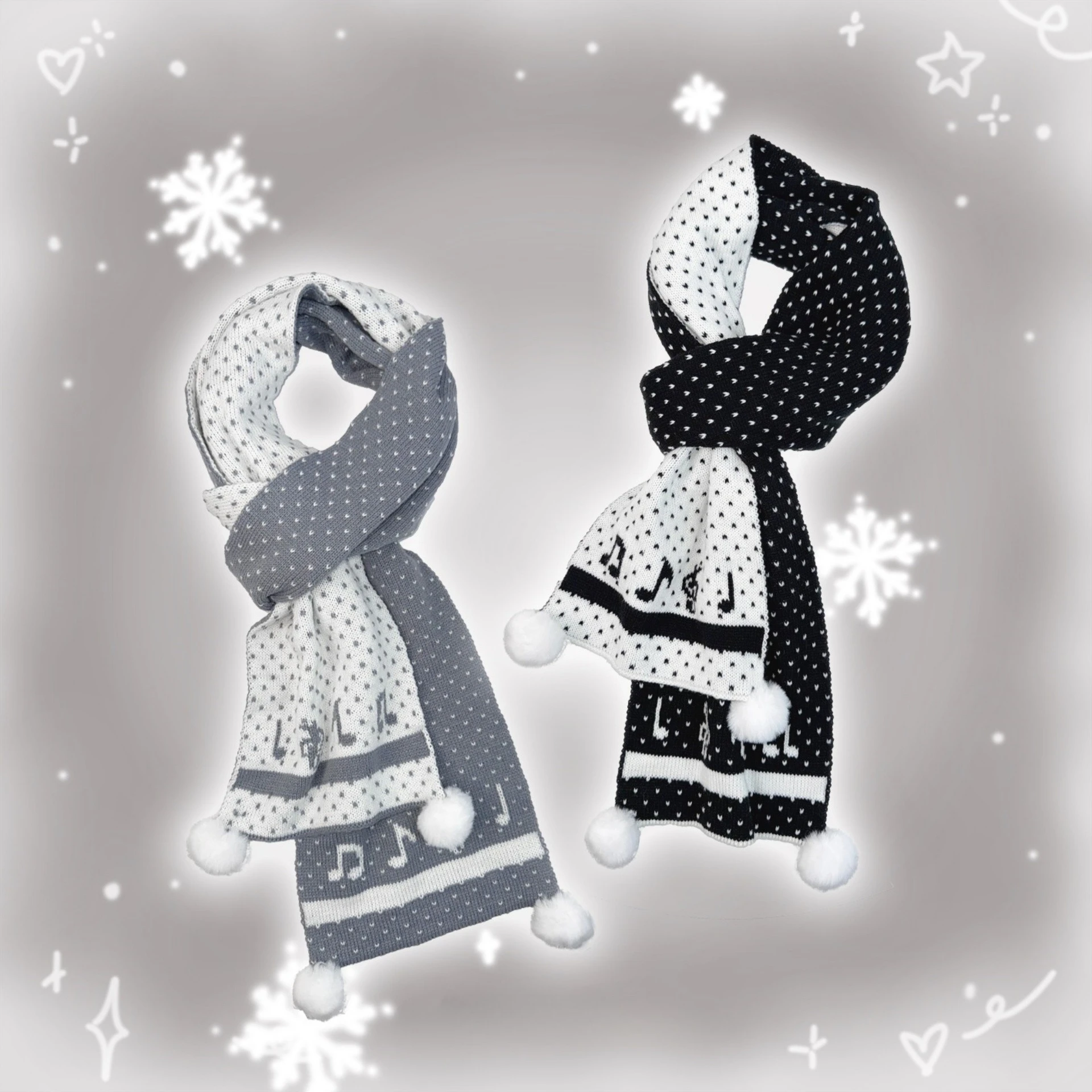Y2K Polka Dot Japanese Ancient Early Polka Dot Scarf Woolen Ball Knitted Scarf Peplum Warm Note Woolen Scarf Cute Sweet Girl view 3