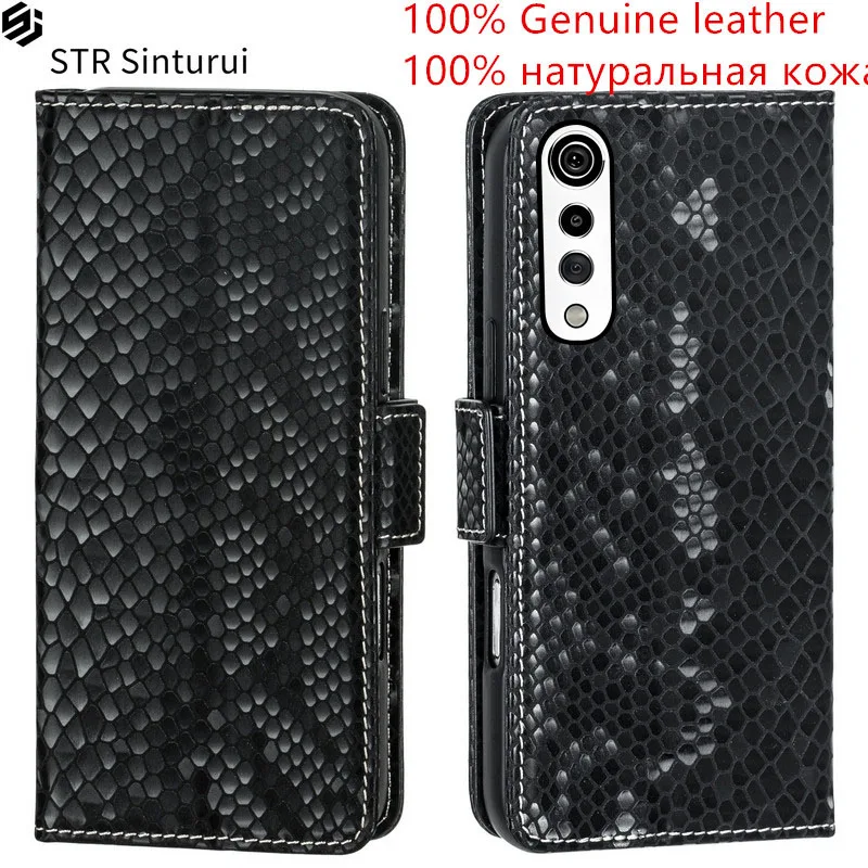 

STR 100% Genuine leather relief pattern card Slot Wallet Cover For LG Velvet 2 Pro 5G UW Magnetic skin shockproof phone Case