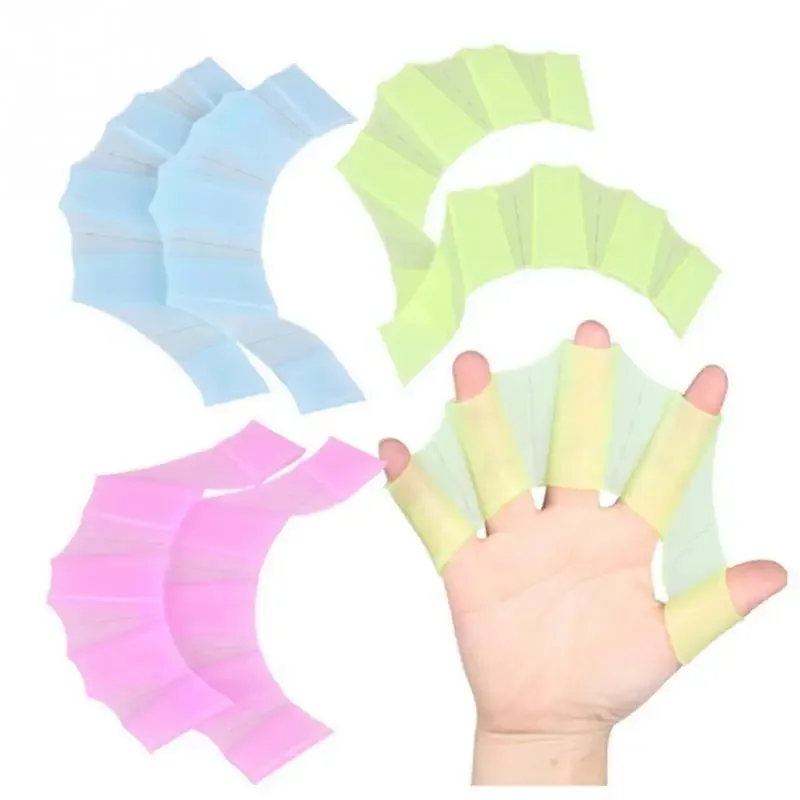 1Pair  Unisex Frog Type Silicone Girdles Swimming Hand Fins Flippers  Finger Webbed Gloves Paddle Water Sports