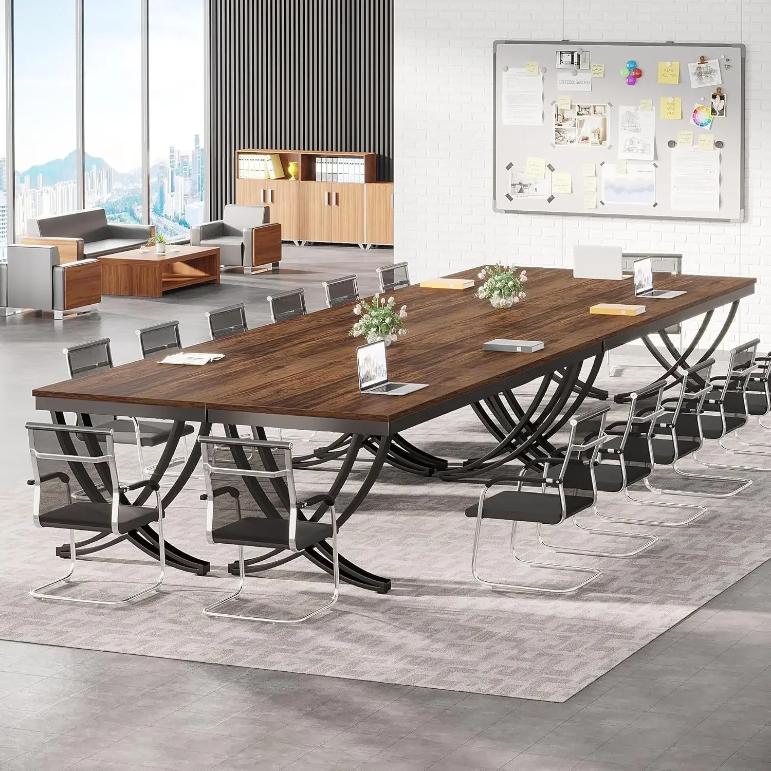 6.5FT Conference Table for 6-8 People, 78 inch Long Rectangular Seminar Table with Strong Metal Frame