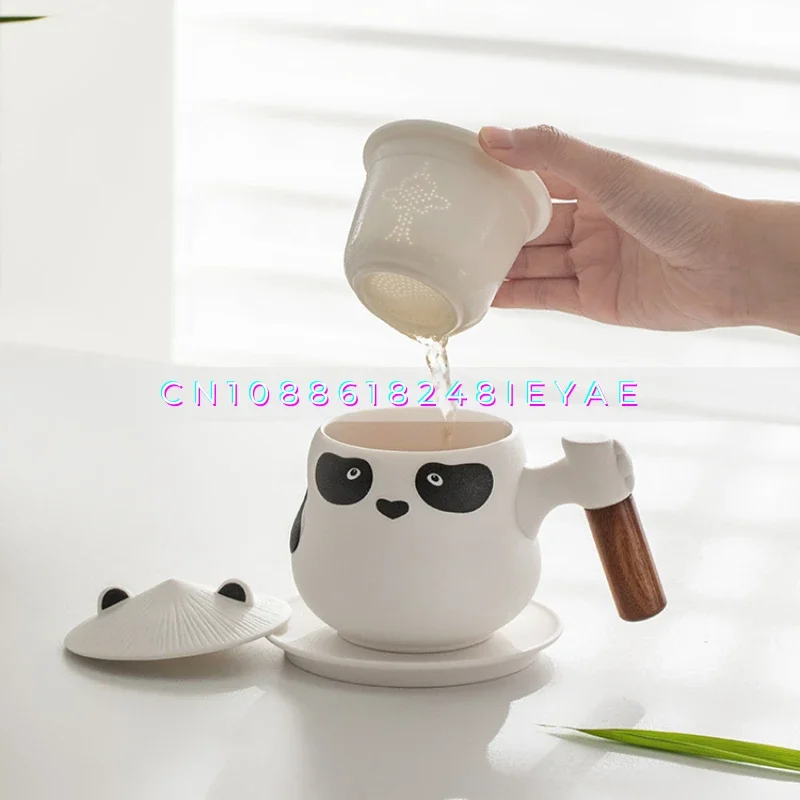 Panda Tea Mug Creative Ceramic Tea Separation Cup with Lid Men's and Women's Office Filter Water Cup
