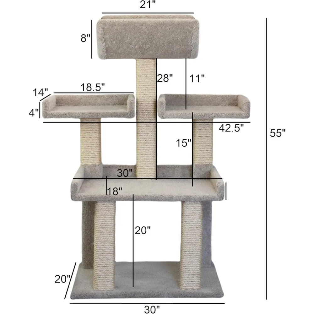 Extra Large Cat Tower for Big Cats with Large Plush Perch Platform Hammock and Cat Condo,Cat House Furniture