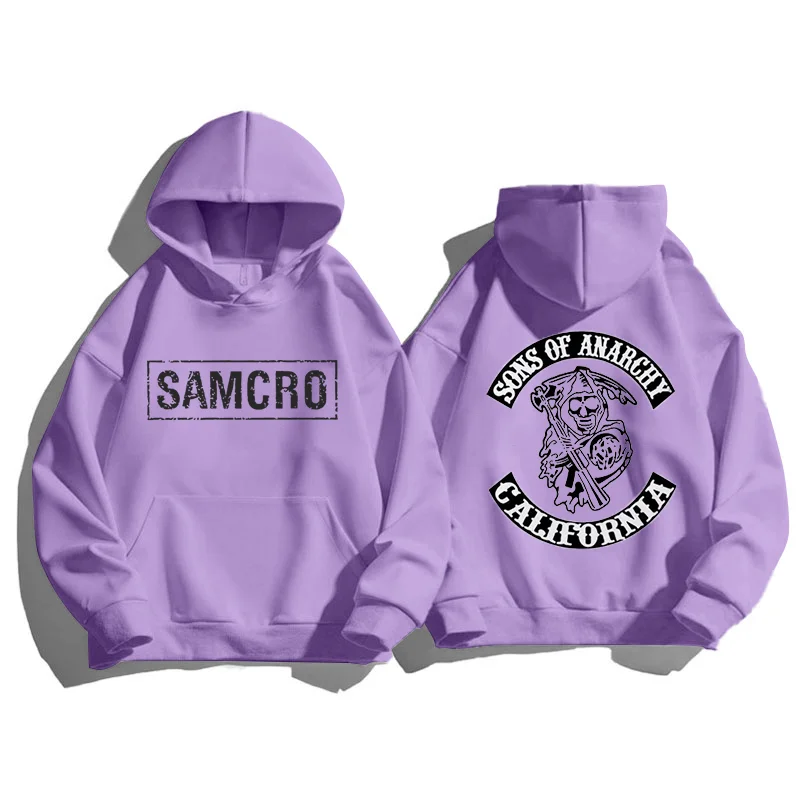 Sons of Anarchy SAMCRO Bluza z kapturem z dwustronnym nadrukiem Mężczyźni Womnen Fashion Brand Design Pullover Męskie bluzy z polaru i bawełny