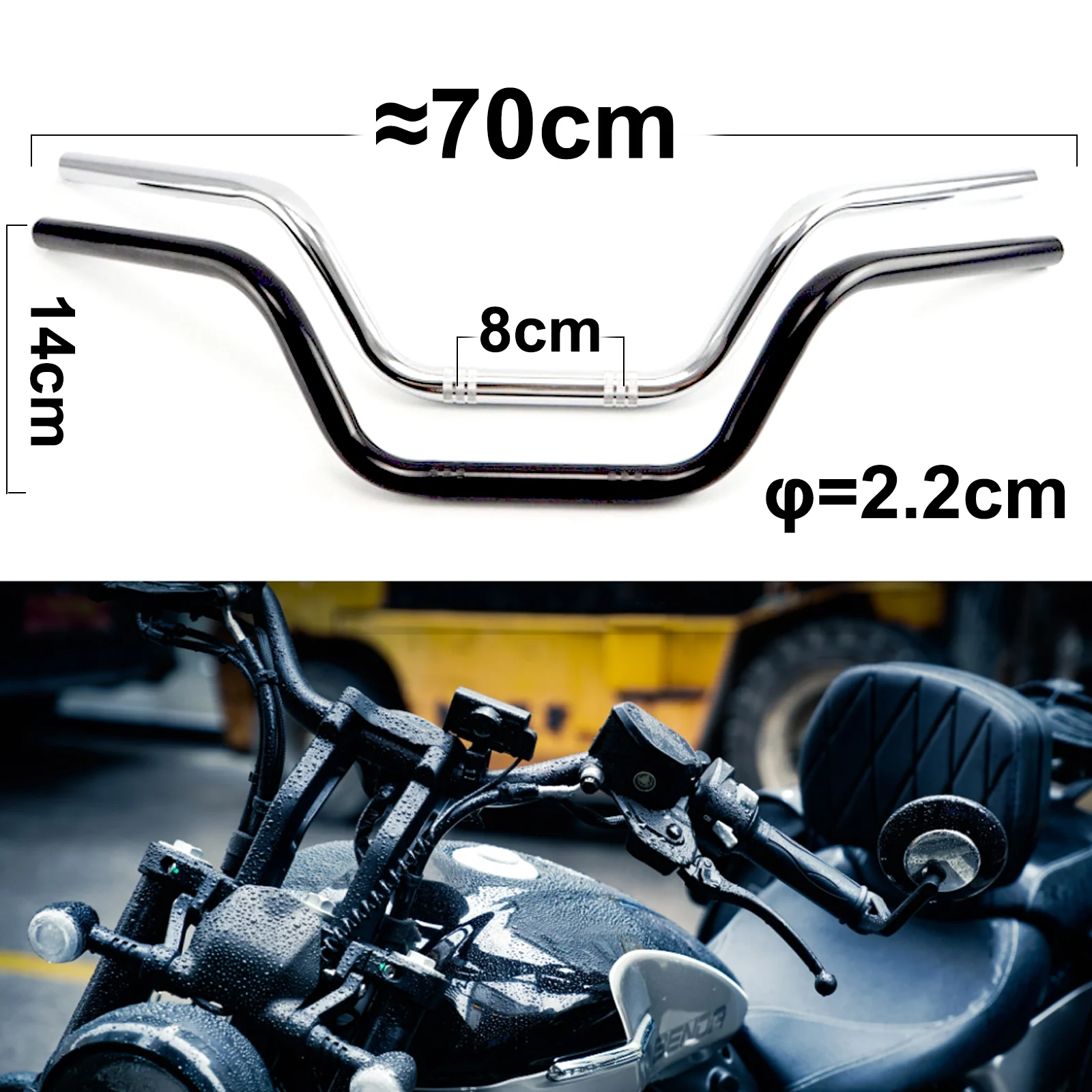 الرجعية دراجة نارية المقود 22 مللي متر 7/8 الكلاسيكية دراجة نارية عجلة القيادة ل رويال انفيلد بوبر المروحية كروزر سكوتر مقود