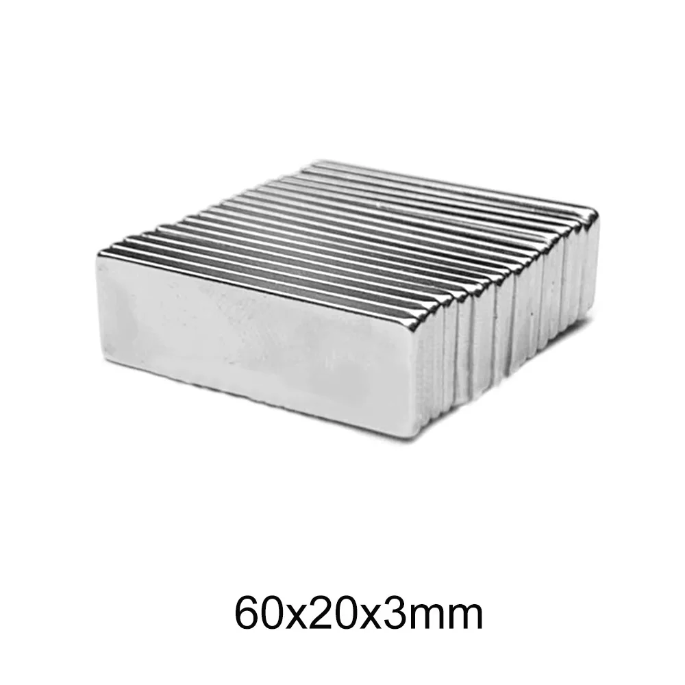 1~15PCS 60x20x3 mm square powerful magnet 60mm X 20mm N35 Strong Neodymium Magnets 60x20x3mm Permanent Magnet sheet 60*20*3 mm