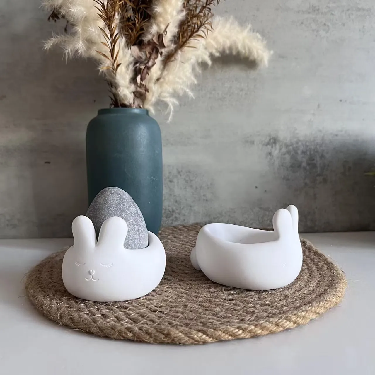 Easter Rabbit Egg Tray Silicone Mold DIY Cement Gypsum Pouring Aromatherapy Storage Mold Home Decoration Crafts Ornaments