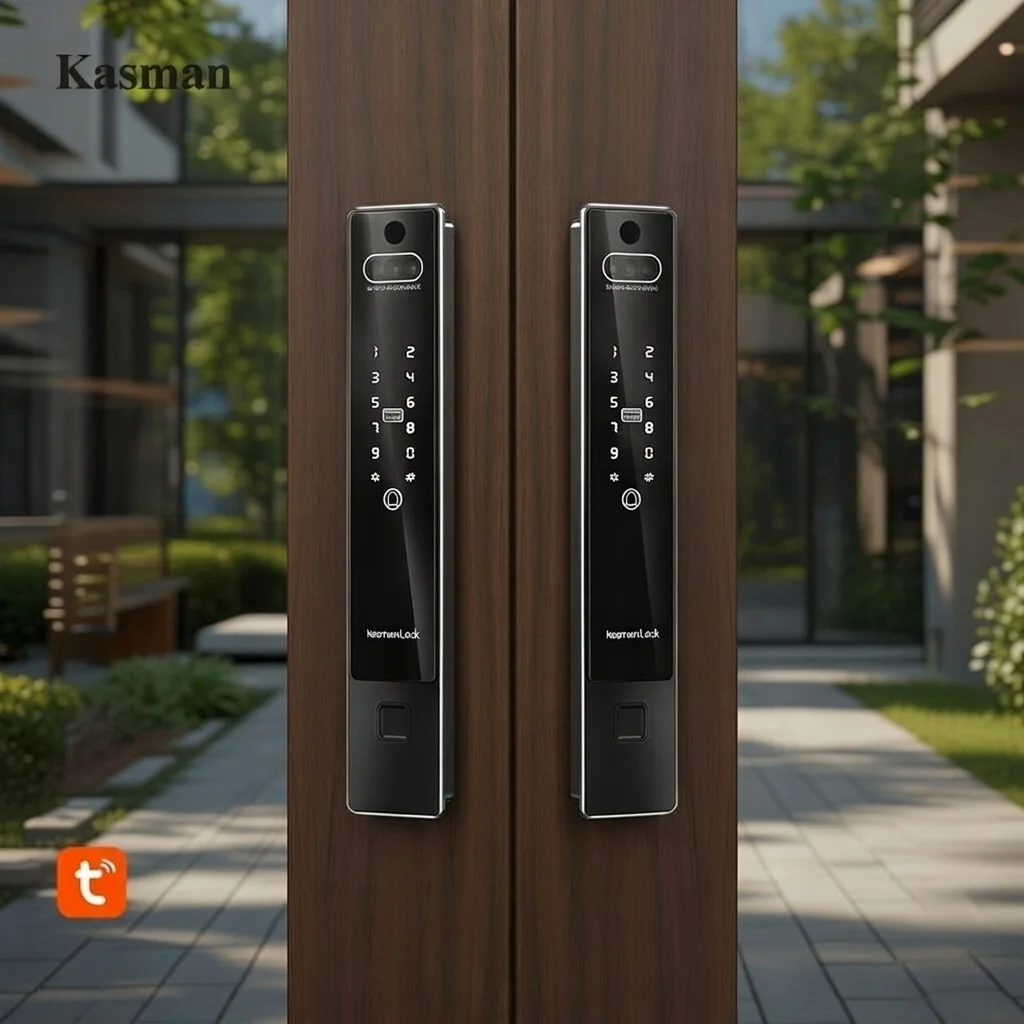 Kasman Source Price Facial Recognition Door Lock Double Side Scan Small Thin Electronic Digital Lock for Aluminum Swing Door