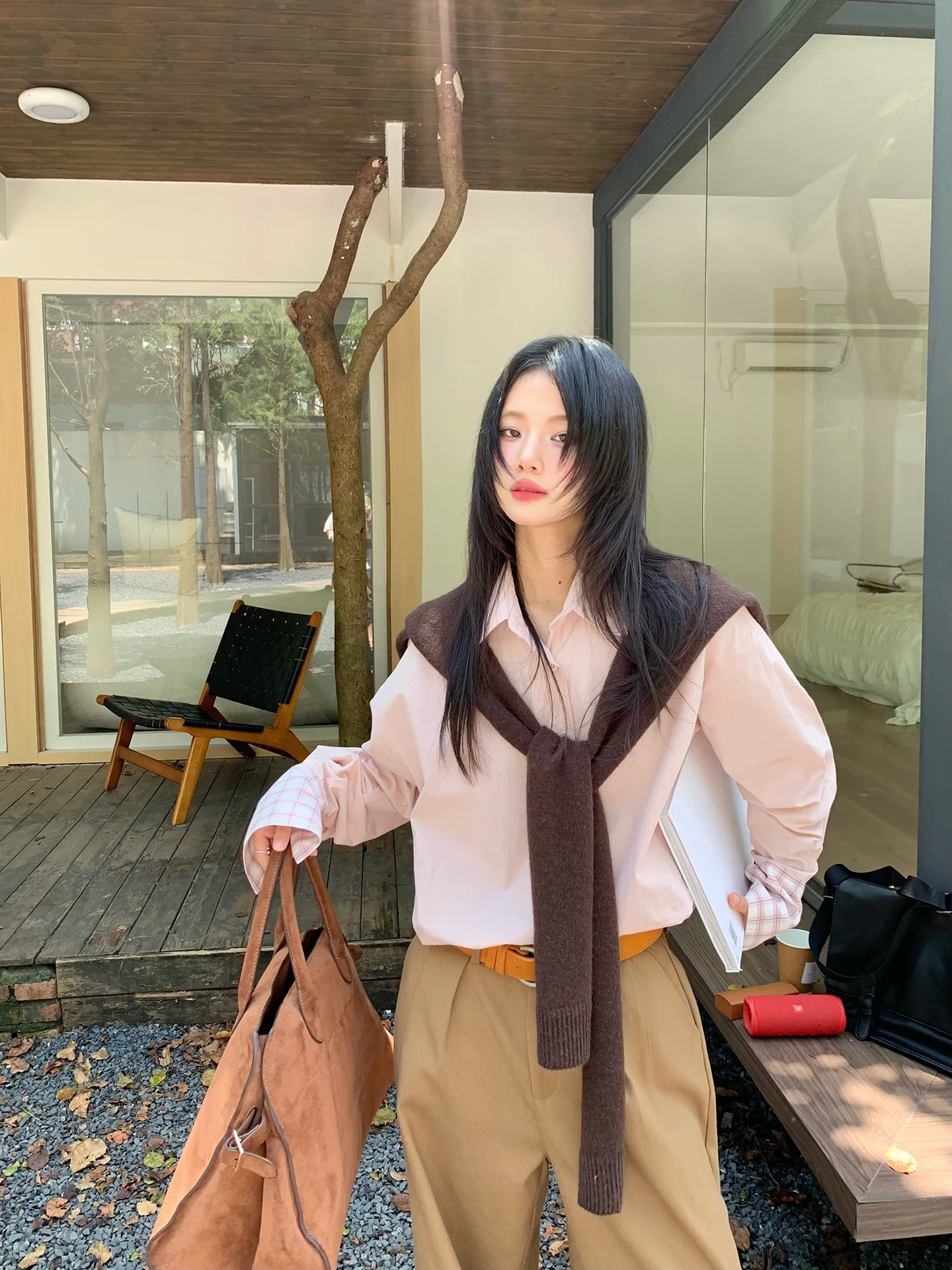 

Pink Pure Color Simple Sle irt Girl's Sensation Beautiful Top Commute Sle Cotton 00% Long Sve Collar Buttoned