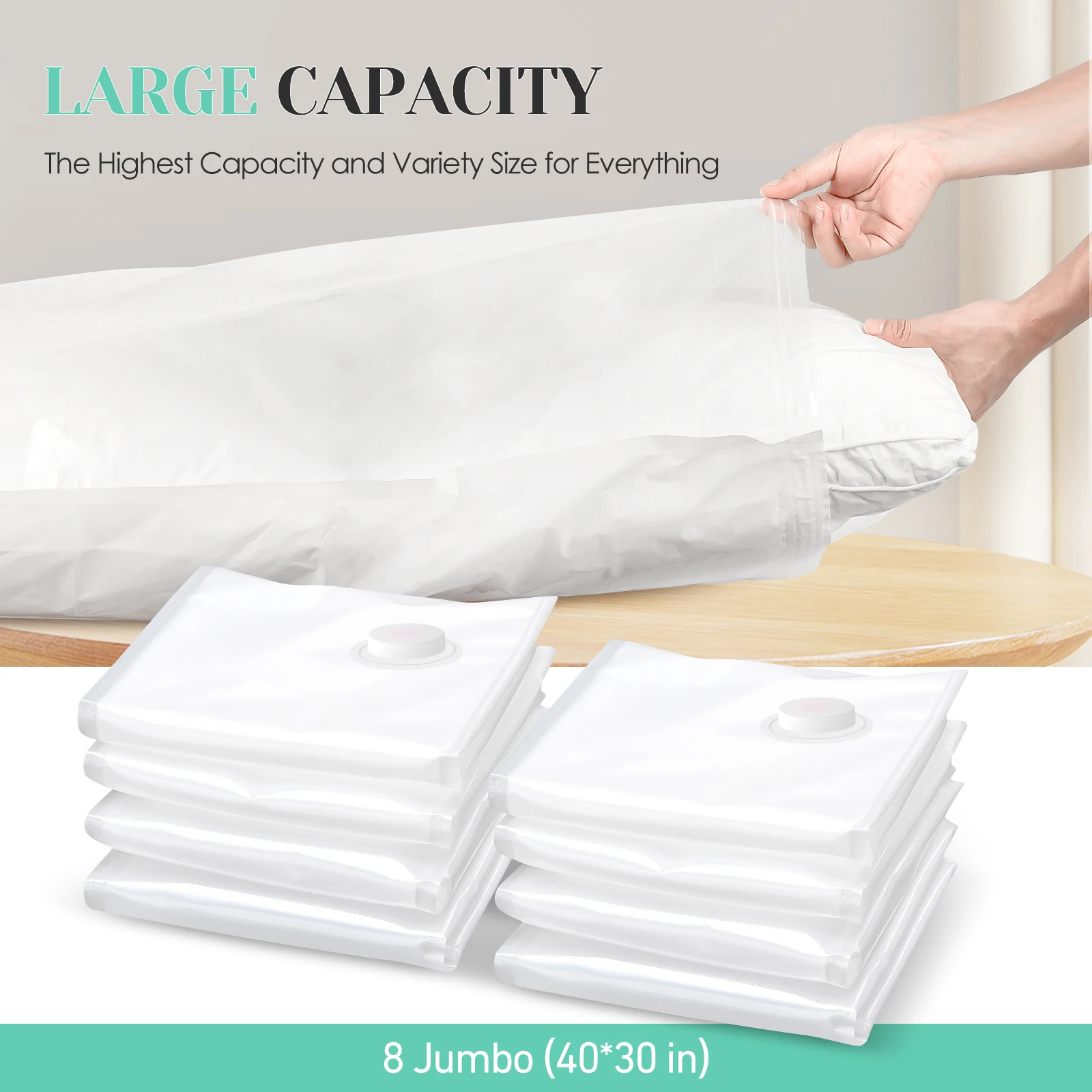 

8pcs Vacuum Bags For Storing Clothes Vacuum Seal Bag Space Saving Bags Durable Material,durable Zipper Sealed,improved Leakproof