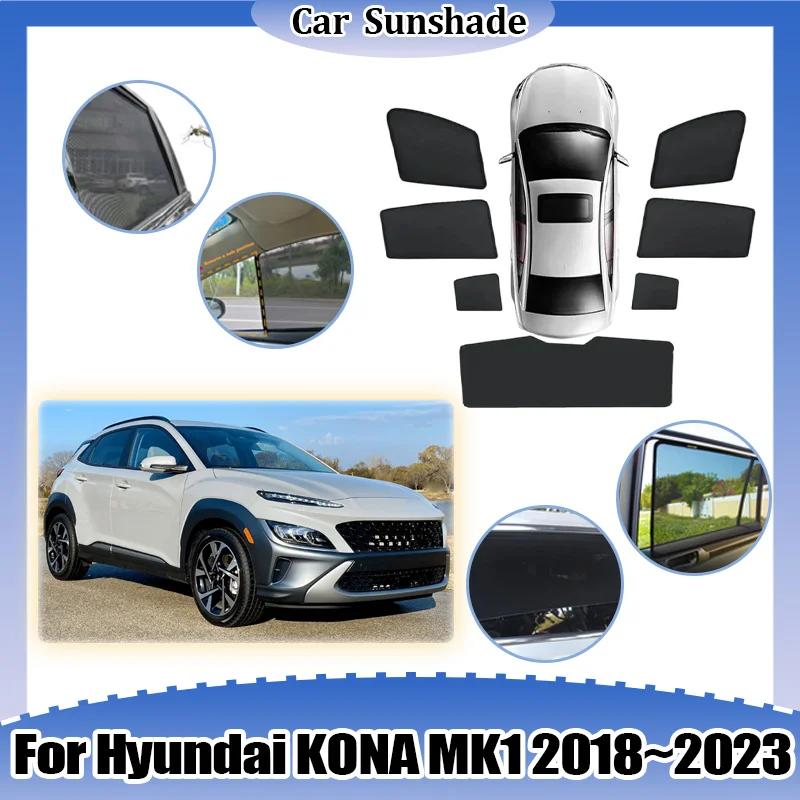 

Солнцезащитный козырек для Hyundai KONA Encino OS MK1 2018-2023, автомобильный сетчатый солнцезащитный экран, дышащий, теплоизоляционный, с защитой от ультрафиолета, аксессуары для защиты от солнца