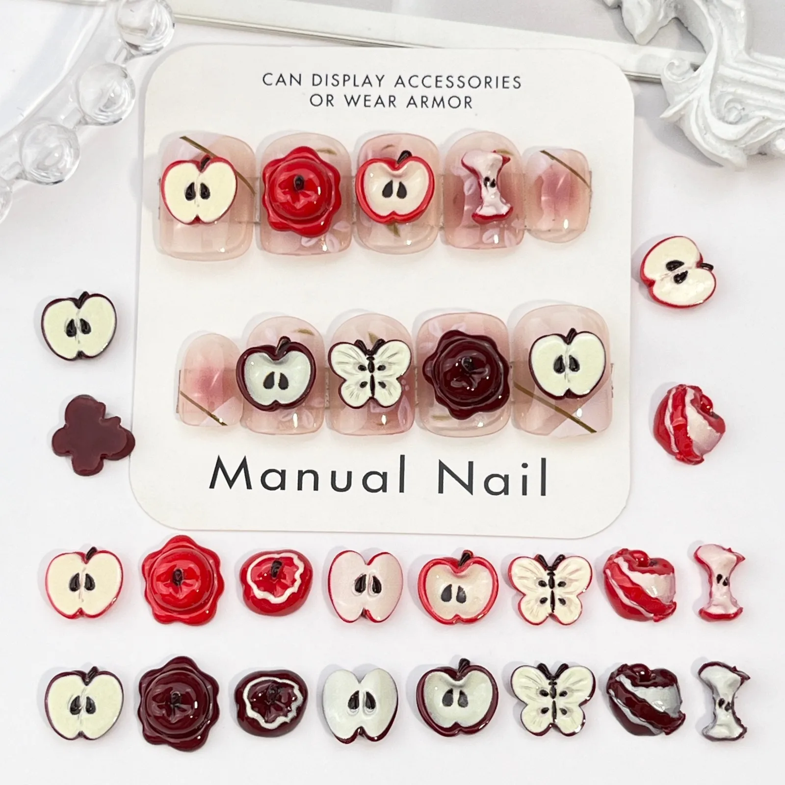 

40PCS 3D Acrylic Chocolate Apple Nail Art Charms Resin Candy Fruit Accessories Parts For Nails Decoration Manicure Supplies Tool