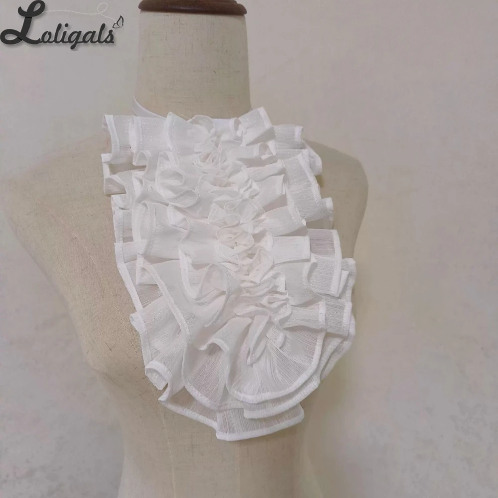 Sweet Lolita Jabot Necktie Victorian Ruffled Neck Accessories Detachable Chiffon Collar