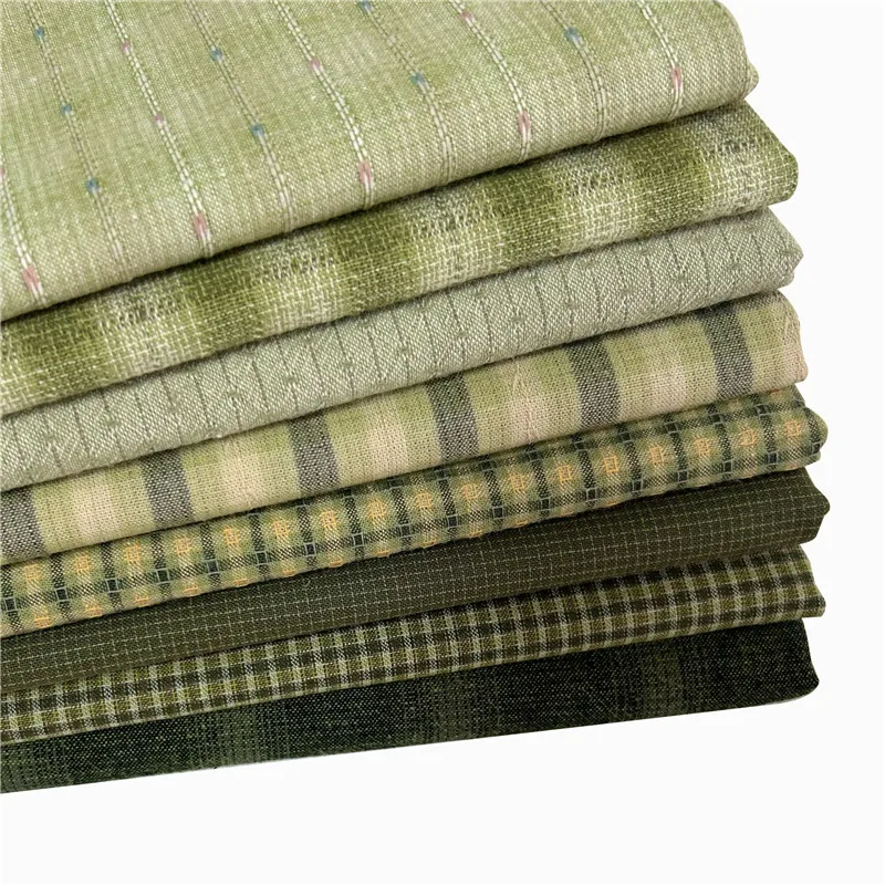 

Green Basic Patchwork Japanese Yarn Dyed Cotton Fabric for Handmade Doll Sewing Quilting Bag Craft Cloth Fabric