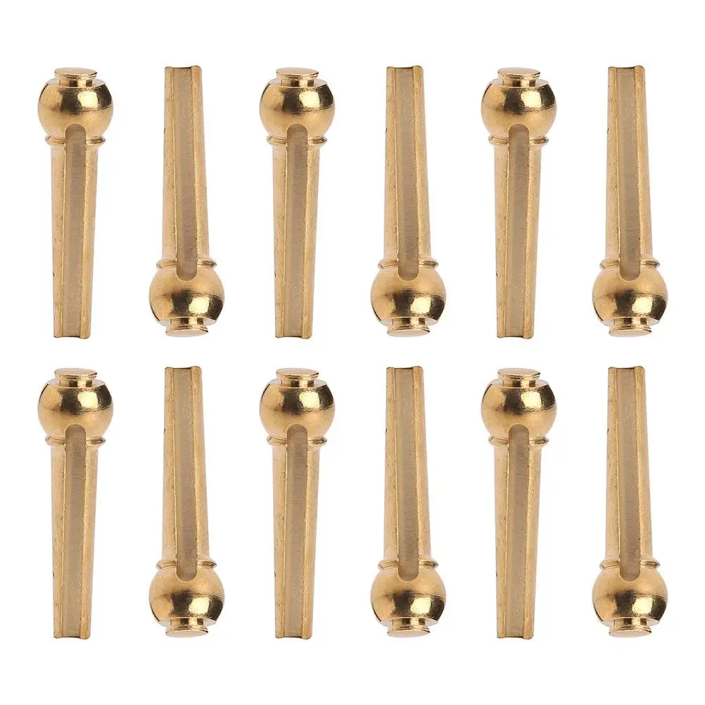 

12 Pcs Guitar String Nails Bridge Pins Acoustic Replacement Parts Accessories Golden Color Long Service Life Sturdy Structure