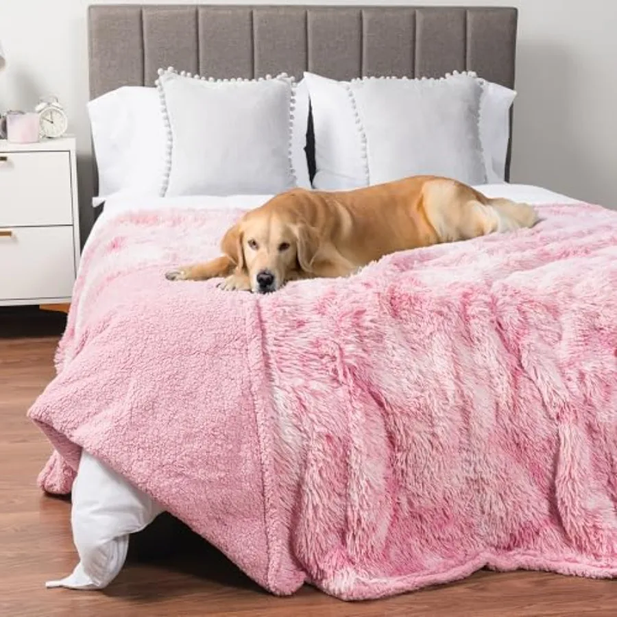 

Waterproof Dog Blanket for Couch, Bed and Furniture, Reversible Sherpa and Faux Fur Pet Blanket, Leakproof Pet Blanket for Larg
