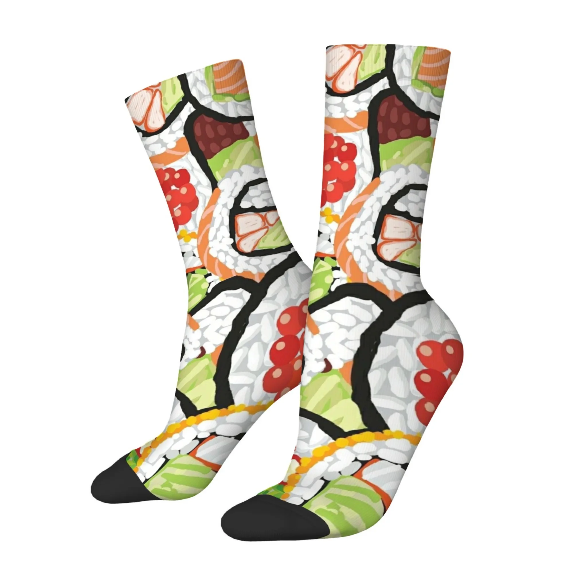 

Cartoon Art Sushi Print Socks Soft Elastic Durable Men's Sports Casual Wear Hiking Street Style Trendy Fashionable Holiday Gift