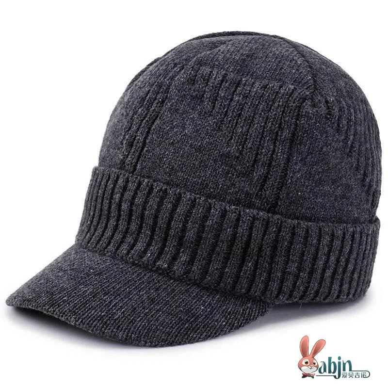 

Men's Knitted Hat with Brim Elastic Dubill Cap Overhead Sle for Autumn And Winter Cotton Cap for ly Travel Tour