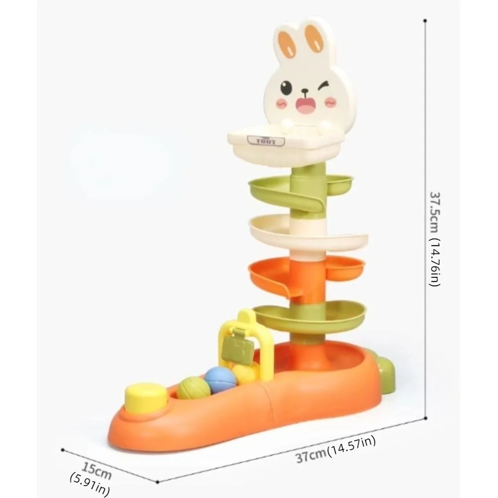 Rotating Design Ball Drop Roll Swirling Tower Press Mechanism Learning Cognize Rabbit Rail Car Ball Toys Hand Eye Coordination