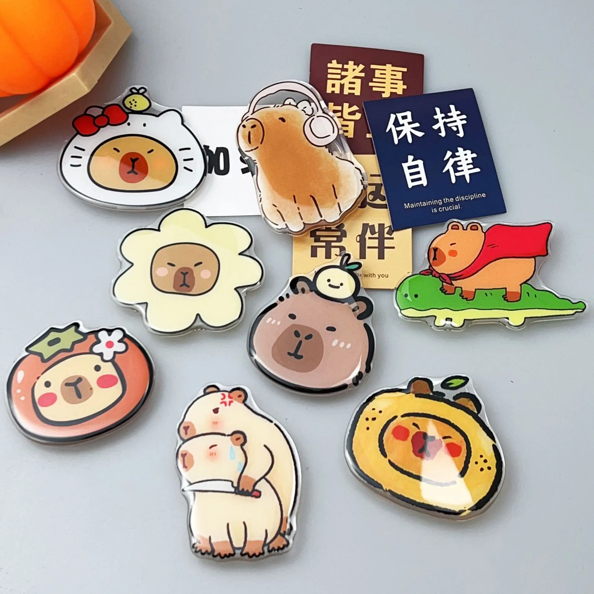 5PC Cute Korean Style INS Capibara Griptok Flower Decor Guinea Pig Phone Holder Universal Stand Bracket for Samsung iPhone