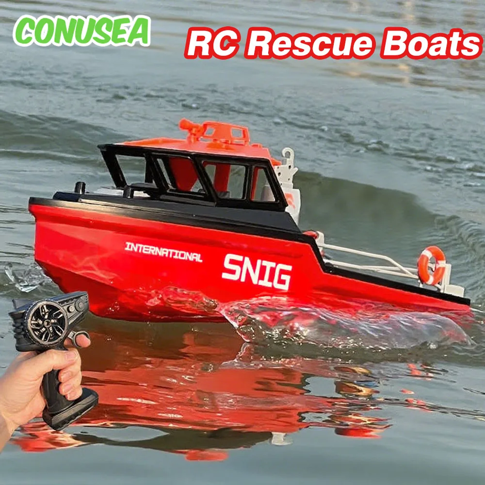 Rc Speedoat Rescue Boats Model 50M Long Range Wireless 2.4G Radio Control Boat Ship 8Km/h Electric Toys for Children Boys Kids