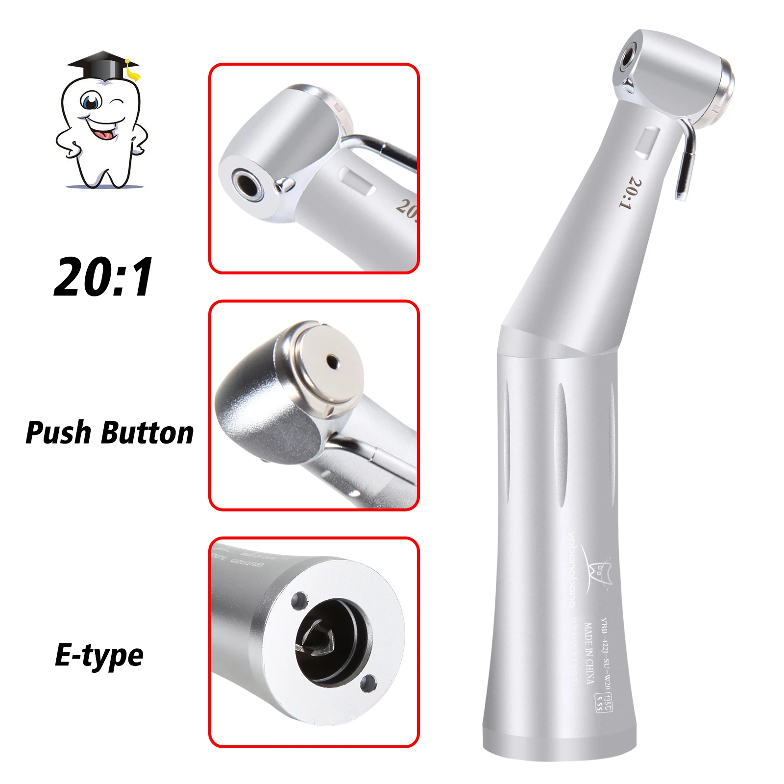 SALE! For NSK Style Dental Implant 20:1 Contra Angle Handpiece External Nozzle Double Water Push Button 2 Water Sprays Teeth