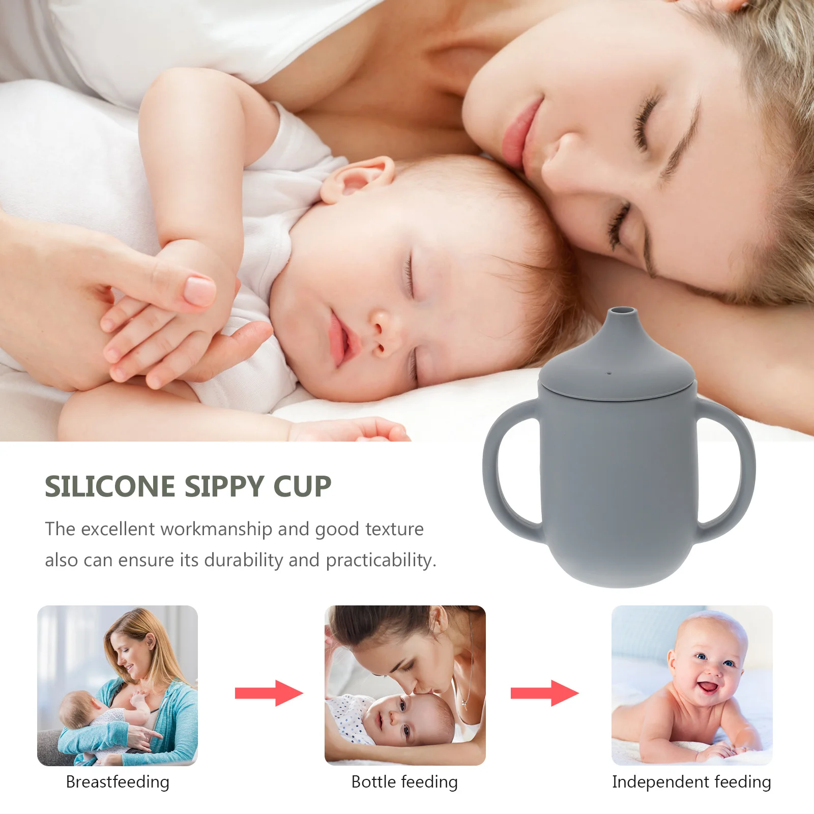 كوب سيبي للأطفال، كوب بقشة متين وسهل الإمساك، محمول مانع للتسرب من السيليكون، زجاجة مياه للأطفال الصغار، أكواب من القش للطفل #1