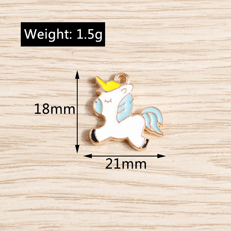 10 Stück 21 x 18 mm Cartoon-Tier-Charms, Emaille-Pferde-Charms für die Schmuckherstellung, Ohrringe, Anhänger, Halsketten, DIY-Bastelzubehör – Detail 1