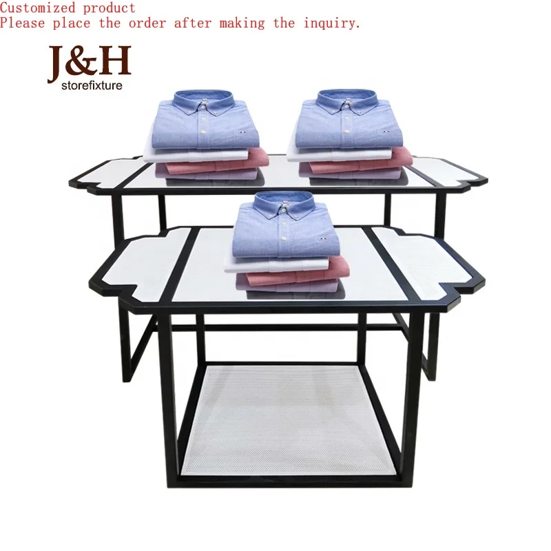

Clothing Store Fixture High-end Metal Grid Clothes Retail Table Garment Display Nesting Table