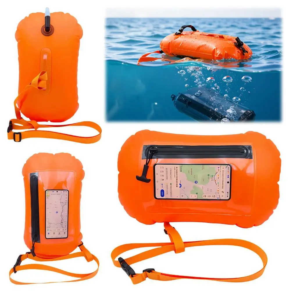 Image of Schwimmboje Wasserdichter Trockensack mit Touchscreen-Handyfach, Schwimmsicherheitsflöße für Freiwasserschwimmer und Triathleten, Schleppflöße