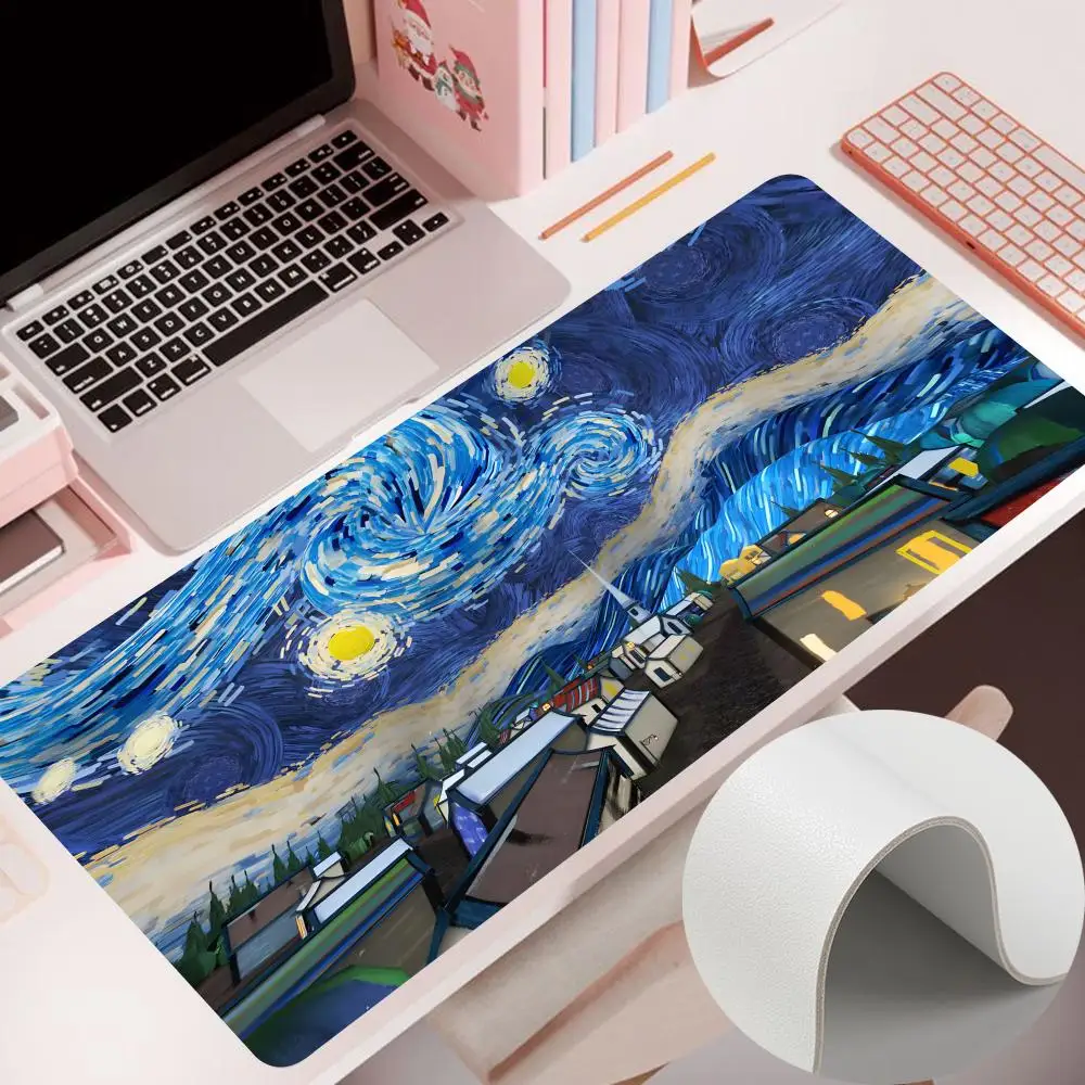 A-art V-van Goghs Mouse Pad Mouse Pad 900×400MM Accessories Gaming Computer PU Mousepad Leather video game Table Pad Carpet Desk