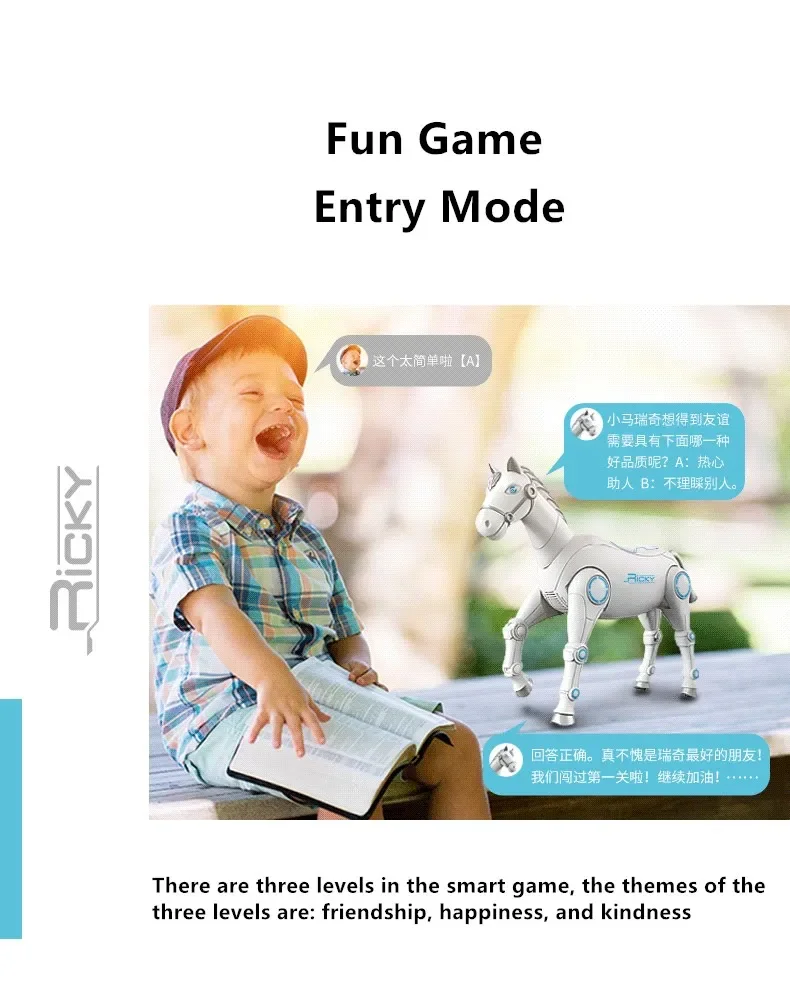 Cavalo mecânico inteligente rc animal cavalo simulado cantando dança controle de voz rc robô cavalo brincadeira piada crianças presentes para animais de estimação