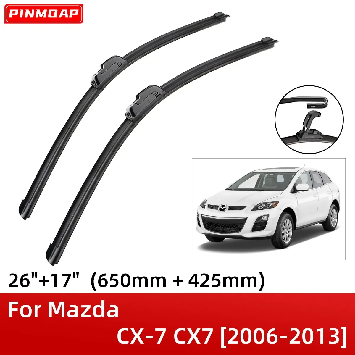 

For Mazda CX-7 CX7 2006 2007 2008 2009 2010 2011 2012 Front Wiper Blades Brushes Cutter Accessories U J Hook