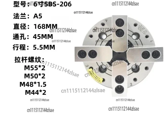SBS-206 5/6/8/ inches Hydraulic Chuck Oil Pressure Chuck 4jaw Chuck Hollow Hydraulic  For Mechanical  Lathe