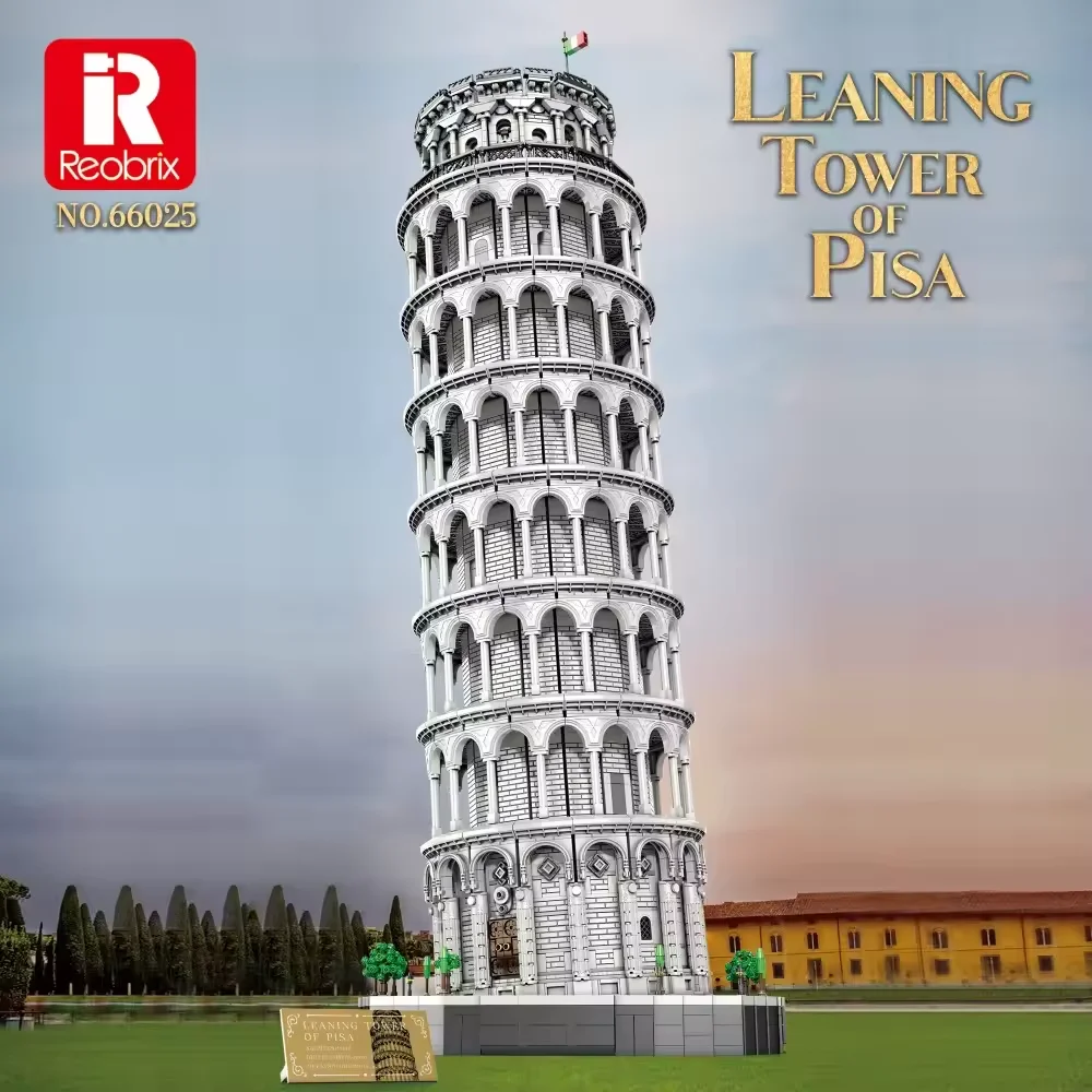 Schiefburg von Pisa Mittelalterliches Gebäude-Set, Stadtarchitektur Modulares Baustein-Modellbausatz Spielzeug Erwachsenen-Geschenk 7652 Teile